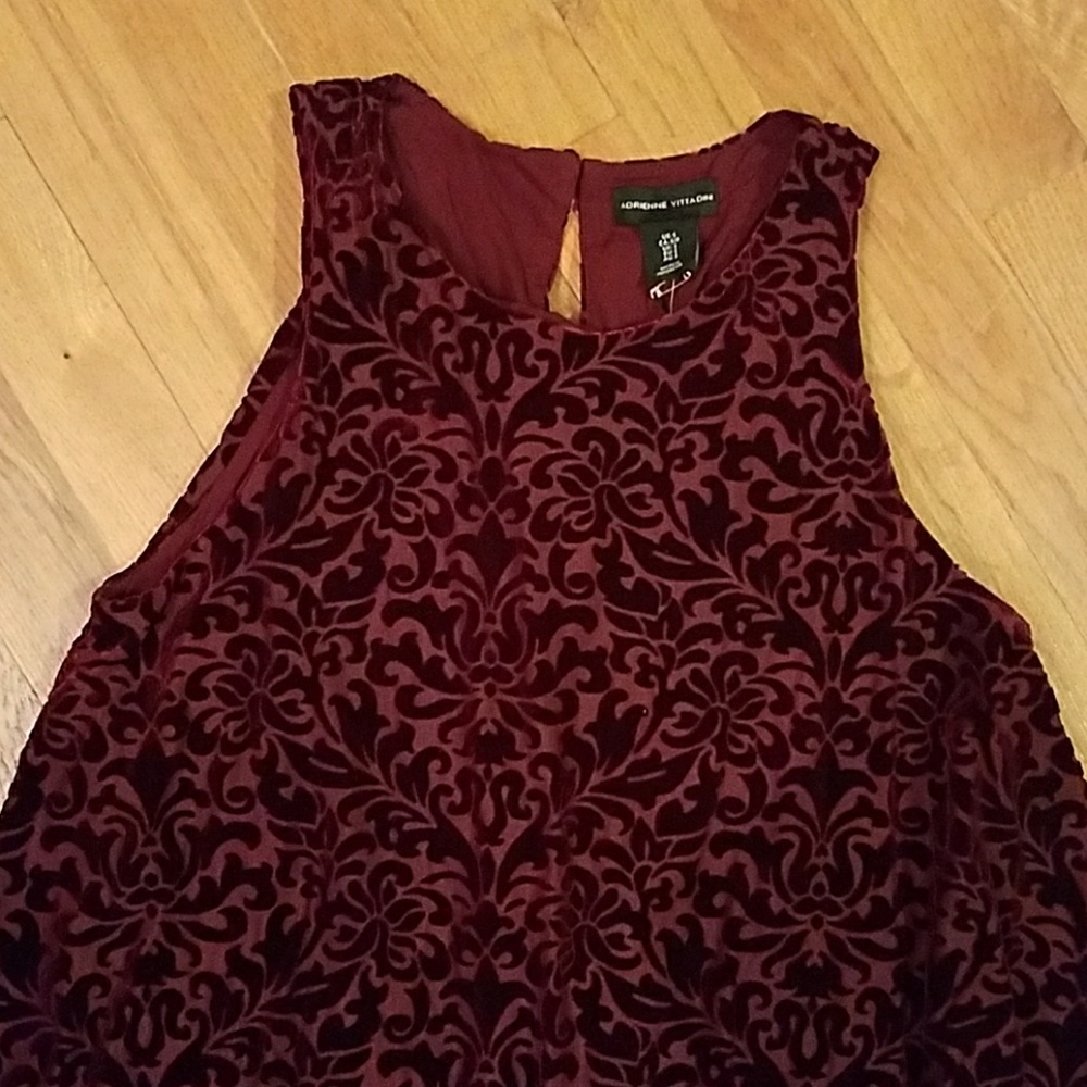 NWT burgundy velvety trapeze dress - Picture 3 of 8